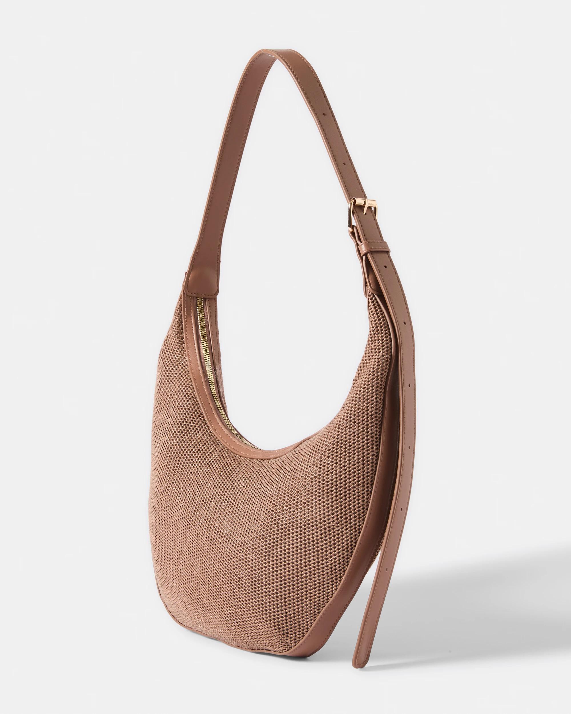2 Slouchy Woven Crossbody Bag Brown, 2 of 4