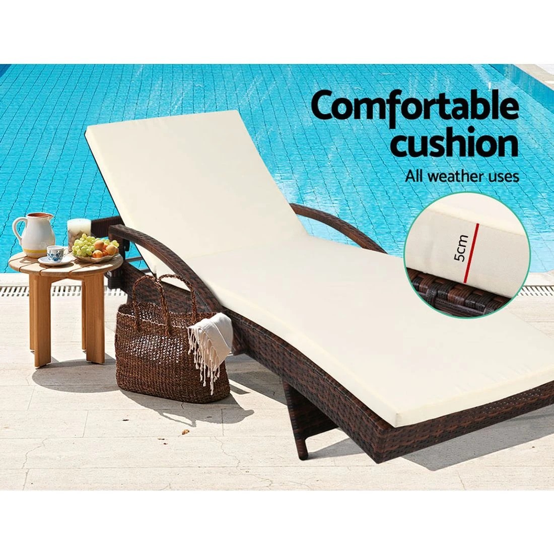 6 Gardeon Sun Lounger - Brown, 6 of 8