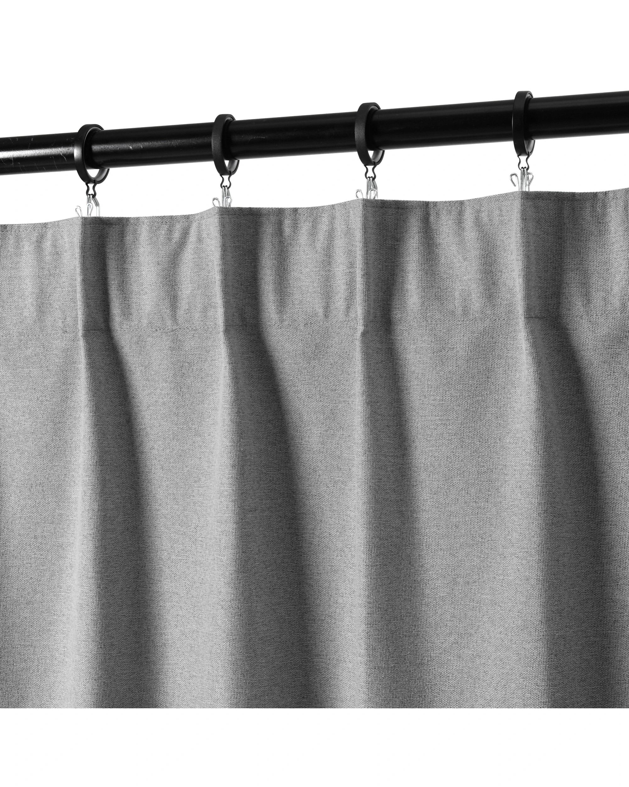 3 Cadence & Co. Bennett Faux Linen Blockout Multi Header Curtain Twin Pack 90x223cm - Steel, 3 of 8