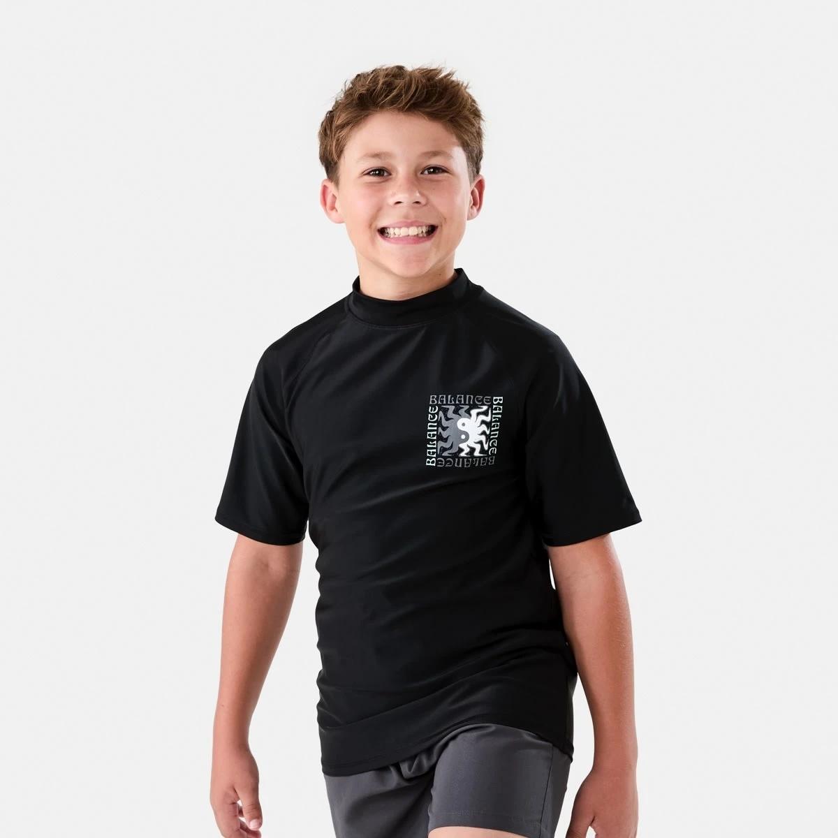 1 Short Sleeve Print Vest YING YANG SPIRAL  BLACK, 1 of 7