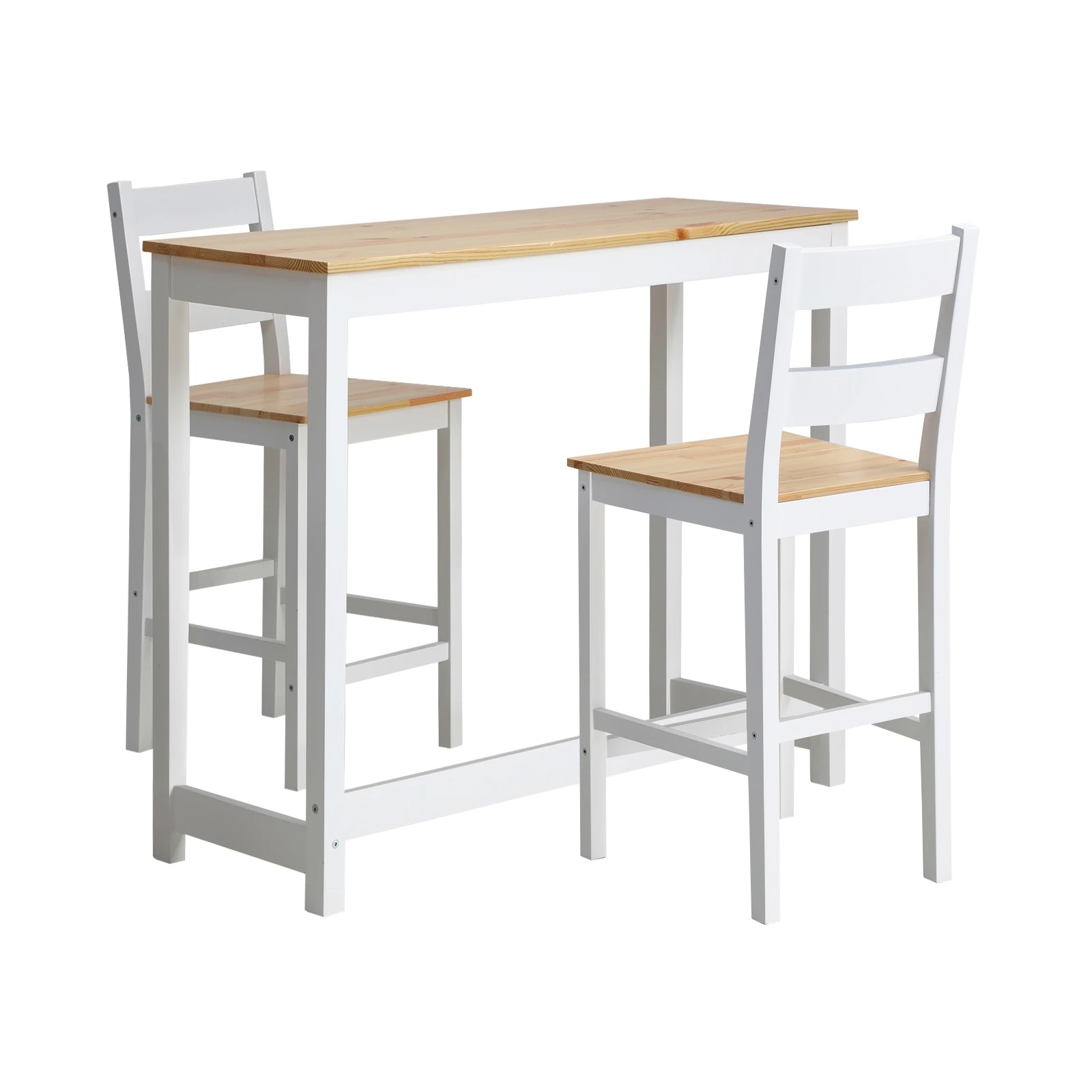 1 Oikiture 3pcs Bar Table Set 2 Stools Chairs Kitchen Dining Breakfast Cafe Tables
 - Multi, 1 of 10