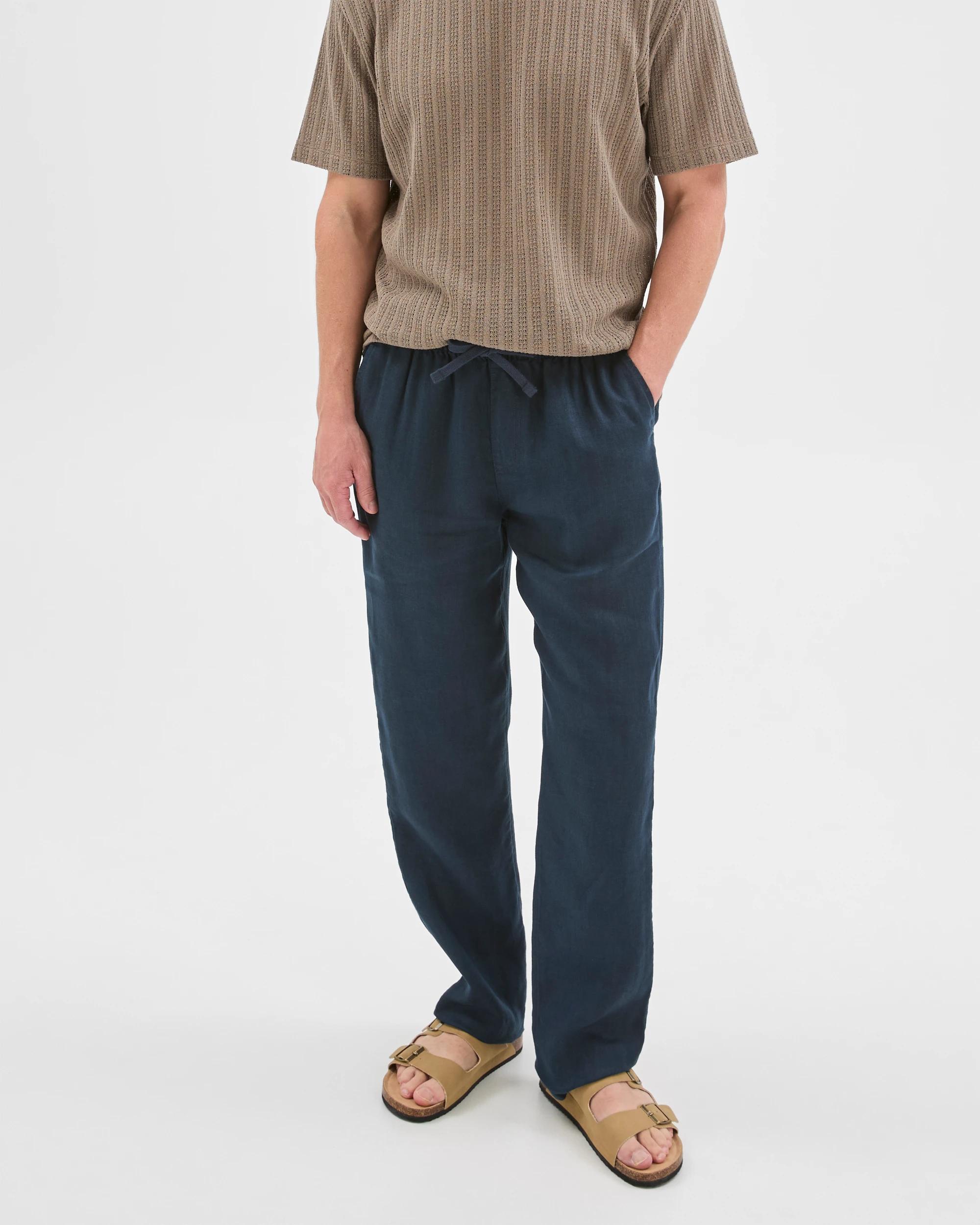 3 Target Man European Linen Full Length Pants NAVY, 3 of 7