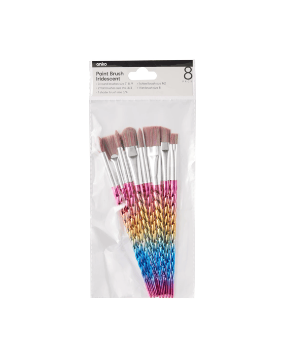 8 Pack Paint Brush Set - Iridescent