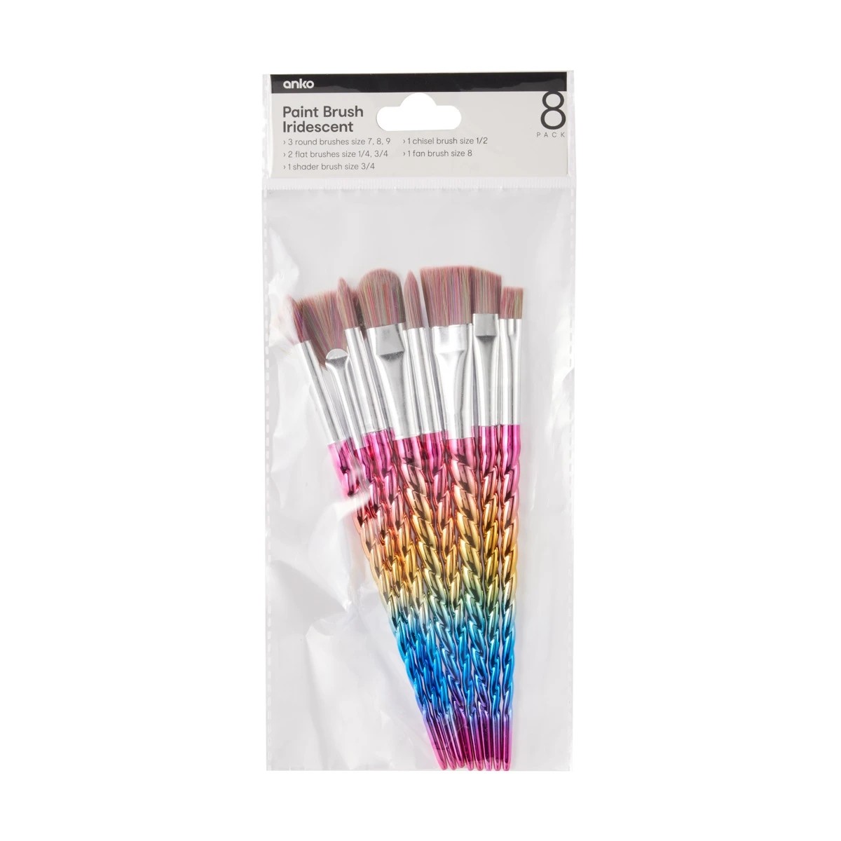 1 8 Pack Paint Brush Set - Iridescent, 1 of 5