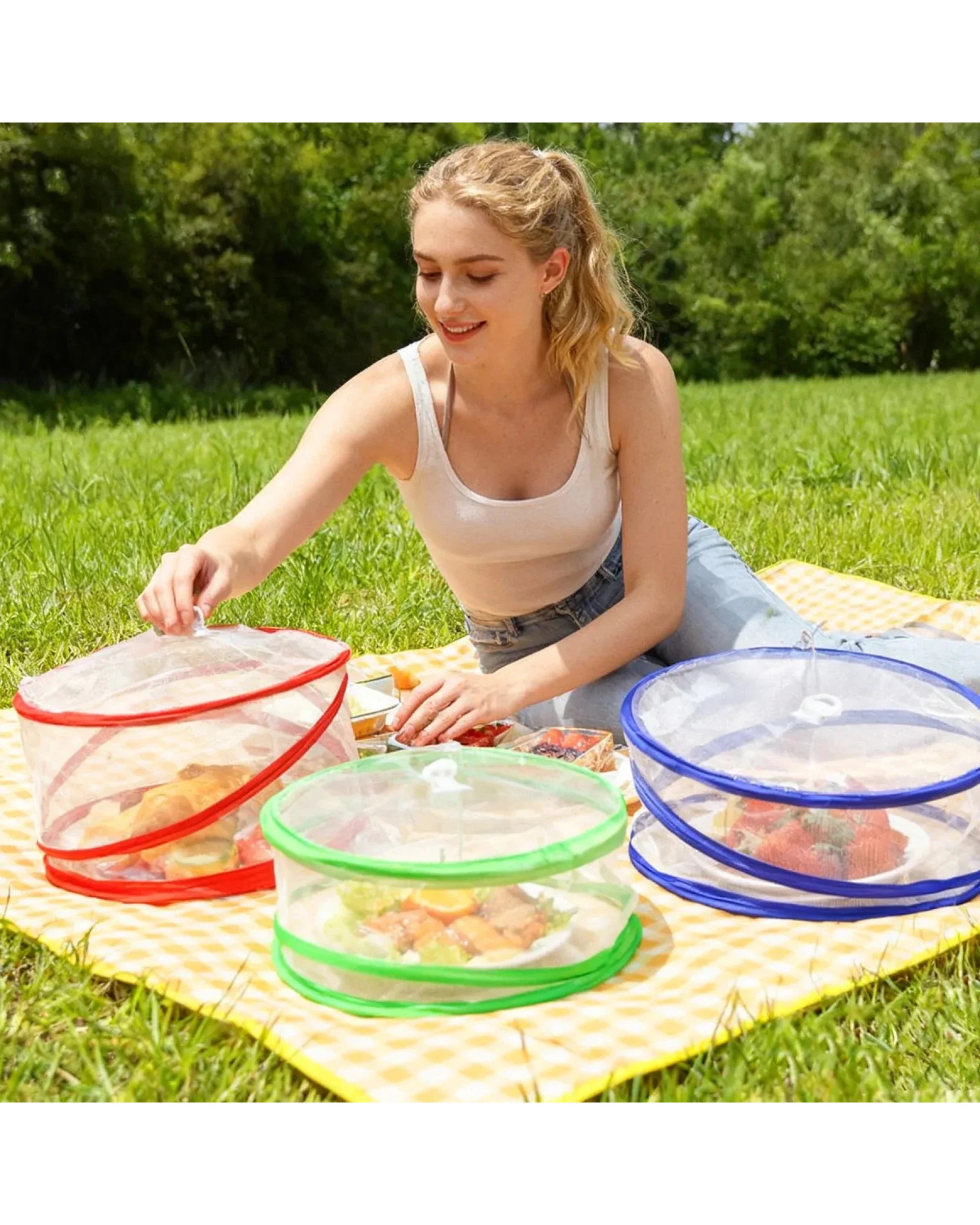10 BR Home 3pcs POP UP FOOD COVERS Camping Picnic BBQ Kitchen Insect Protectors Food Net, 10 of 10