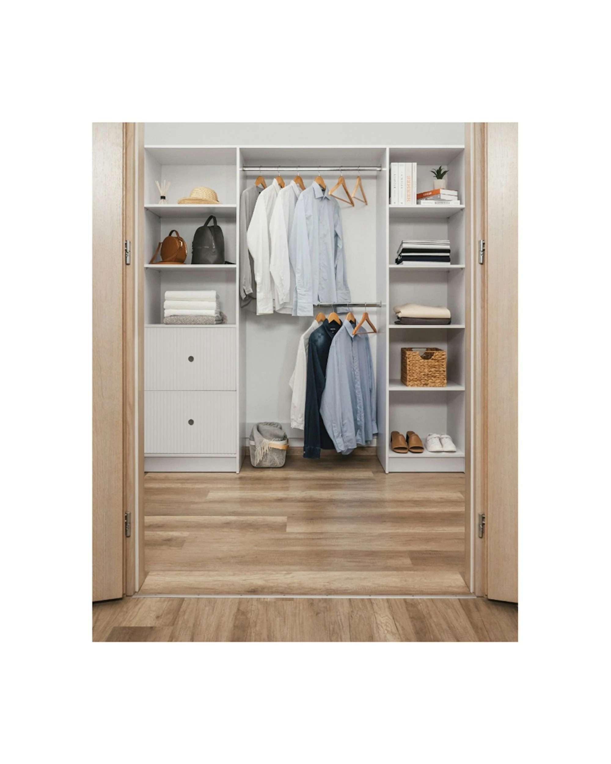 2 European Cabinetry Basel Walk In Wardrobe Kit Hamptons Round Handle - White, 2 of 4
