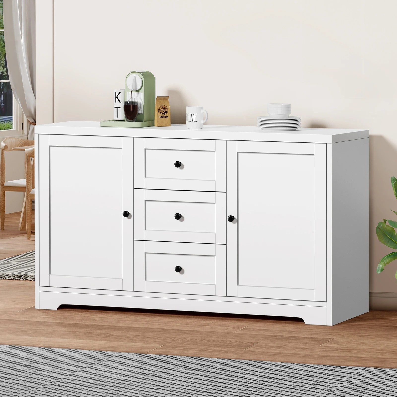 2 Alfordson Buffet Sideboard 120cm Storage Cabinet - White, 2 of 8