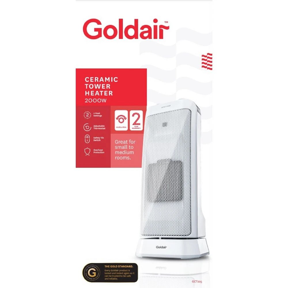 2 Goldair 2000W Ceramic Tower Heater, 2 of 3