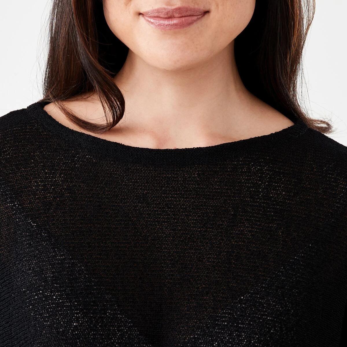 5 Open Knit Batwing Sleeve Jumper Black, 5 of 5