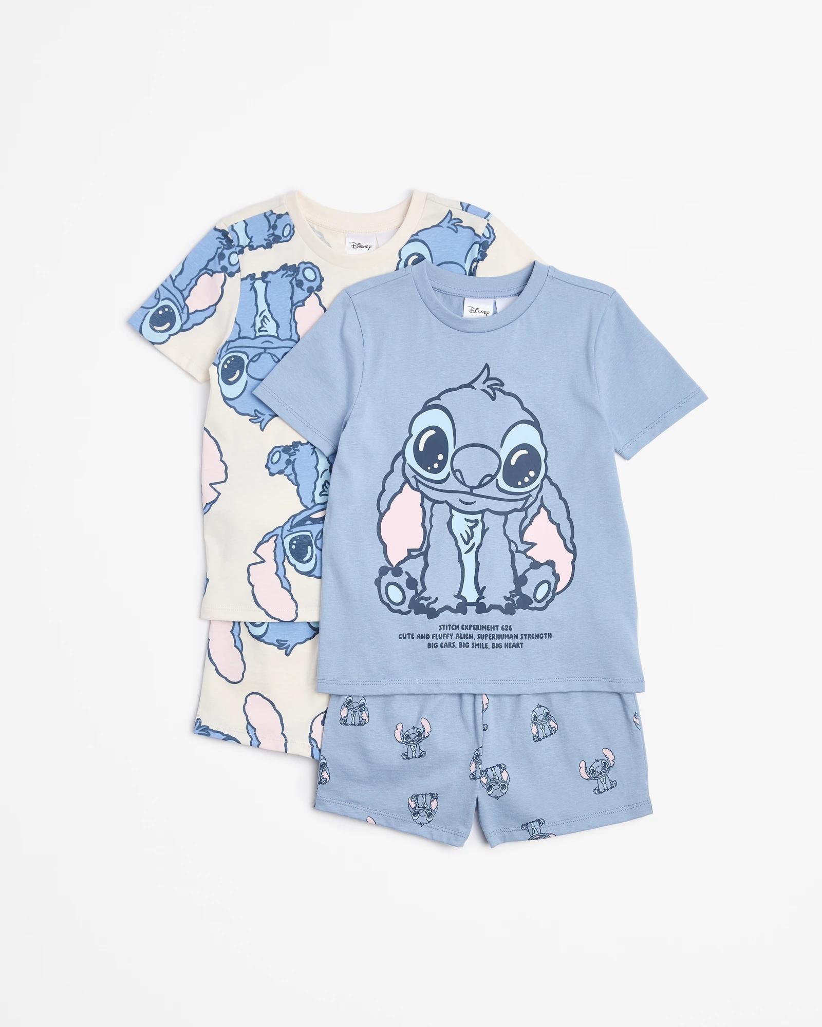1 Disney Stitch  Australian Cotton Younger Kids 2 Pack Pyjama Set BLUE, 1 of 4