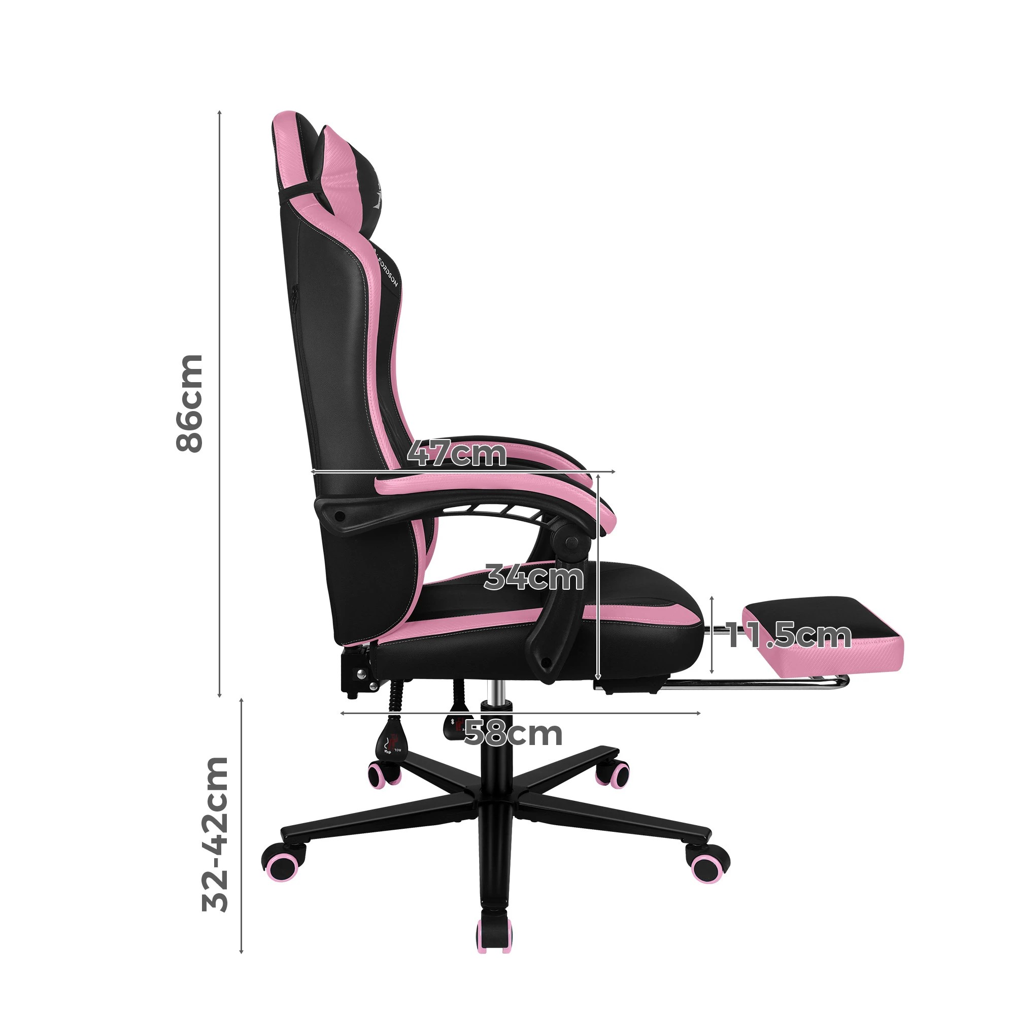 3 Alfordson Gaming Office Chair Ergonomic Computer Footrest Leather - Pink, 3 of 4