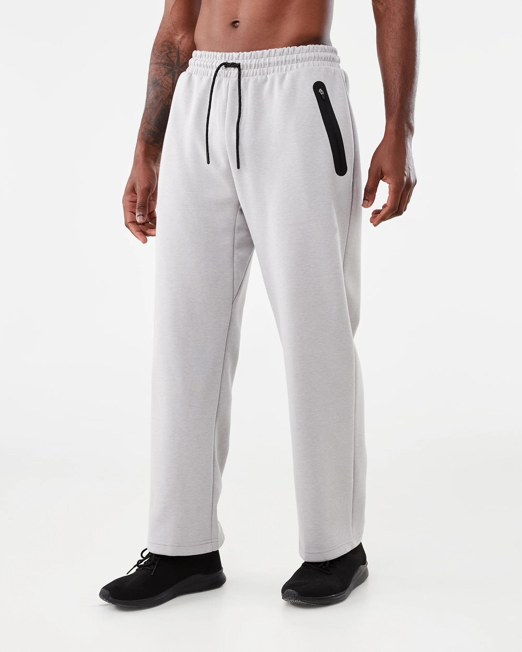 2 Active Mens Sports Straight Leg Trackpants Grey Marl, 2 of 6