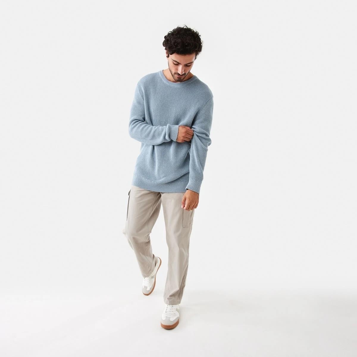 2 Textured Crew Knit Jumper Blu Ash, 2 of 7