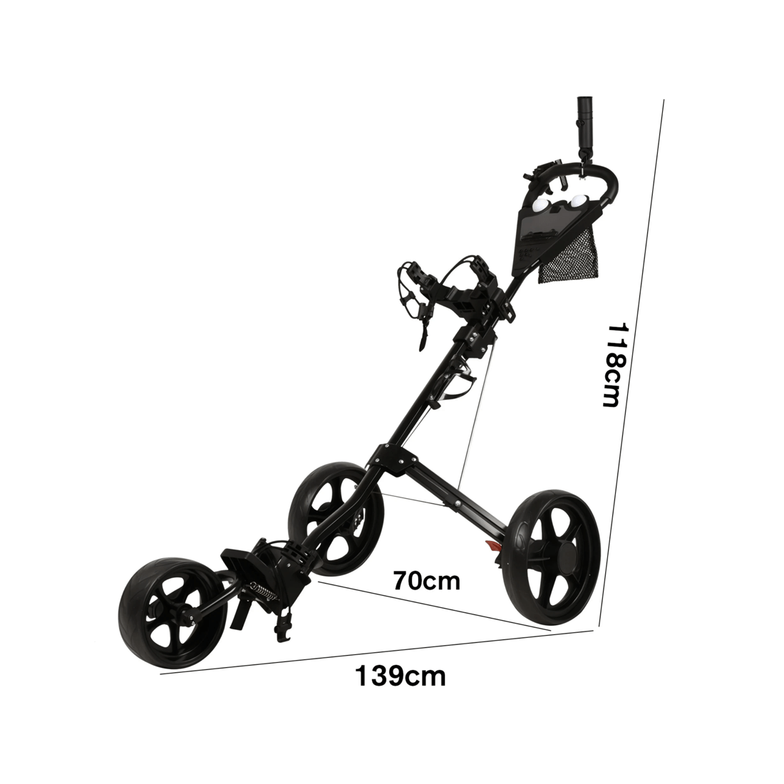 2 Advwin Foldable Golf Push Cart with 3-Wheel - Black, 2 of 6