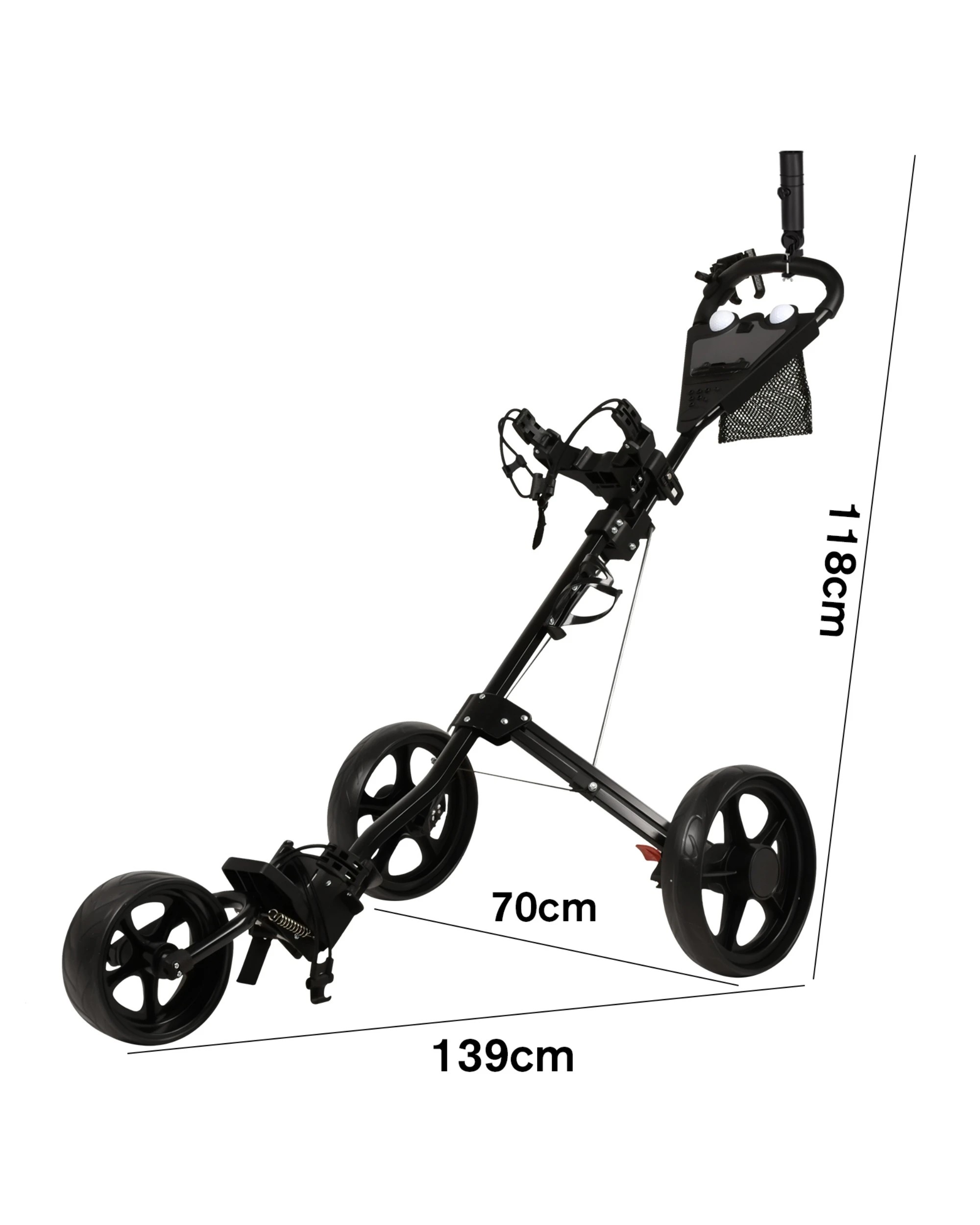 2 Advwin Foldable Golf Push Cart with 3-Wheel - Black, 2 of 6