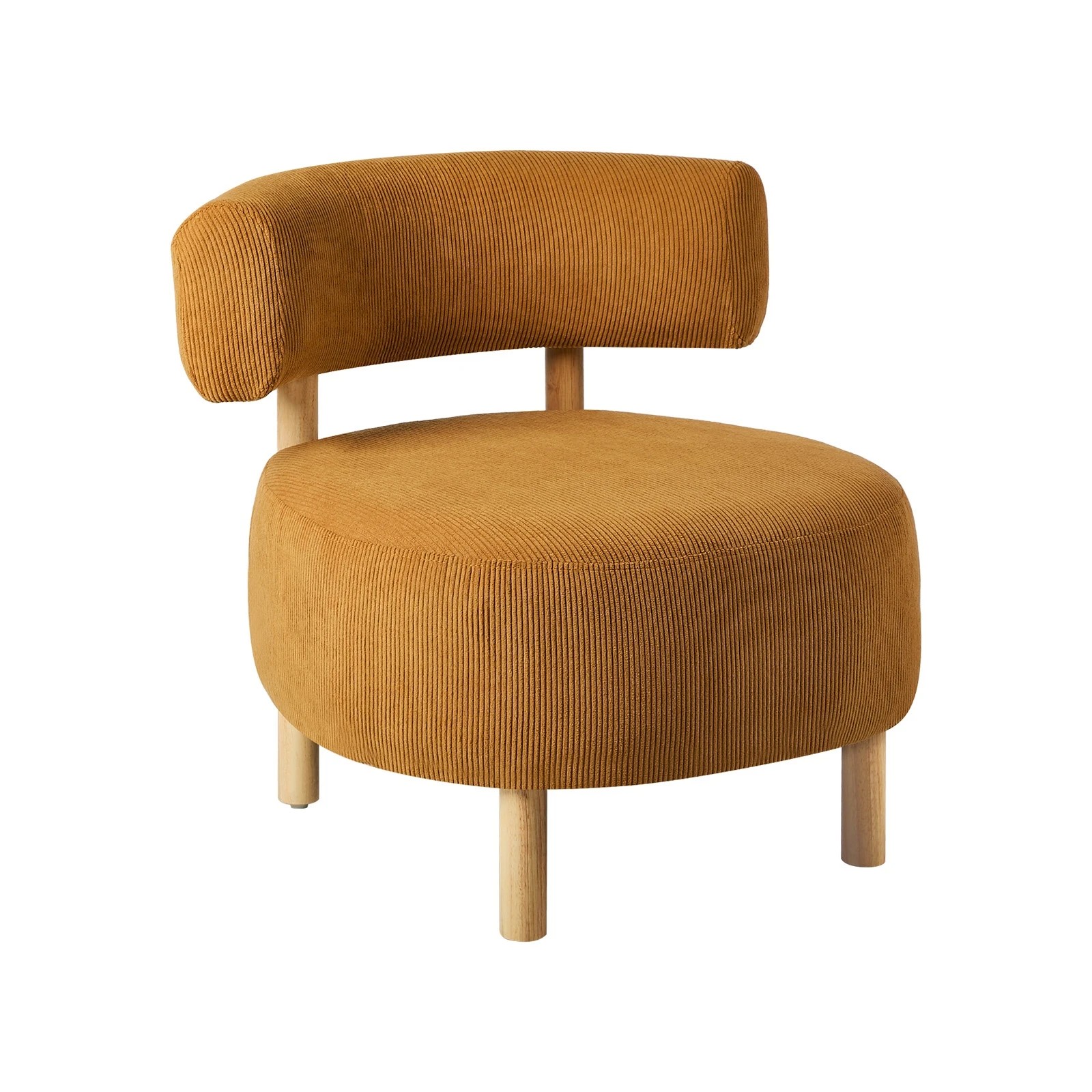 1 Oikiture Wooden Armchair Lounge Chair Velvet Accent Armchairs - Orange, 1 of 10
