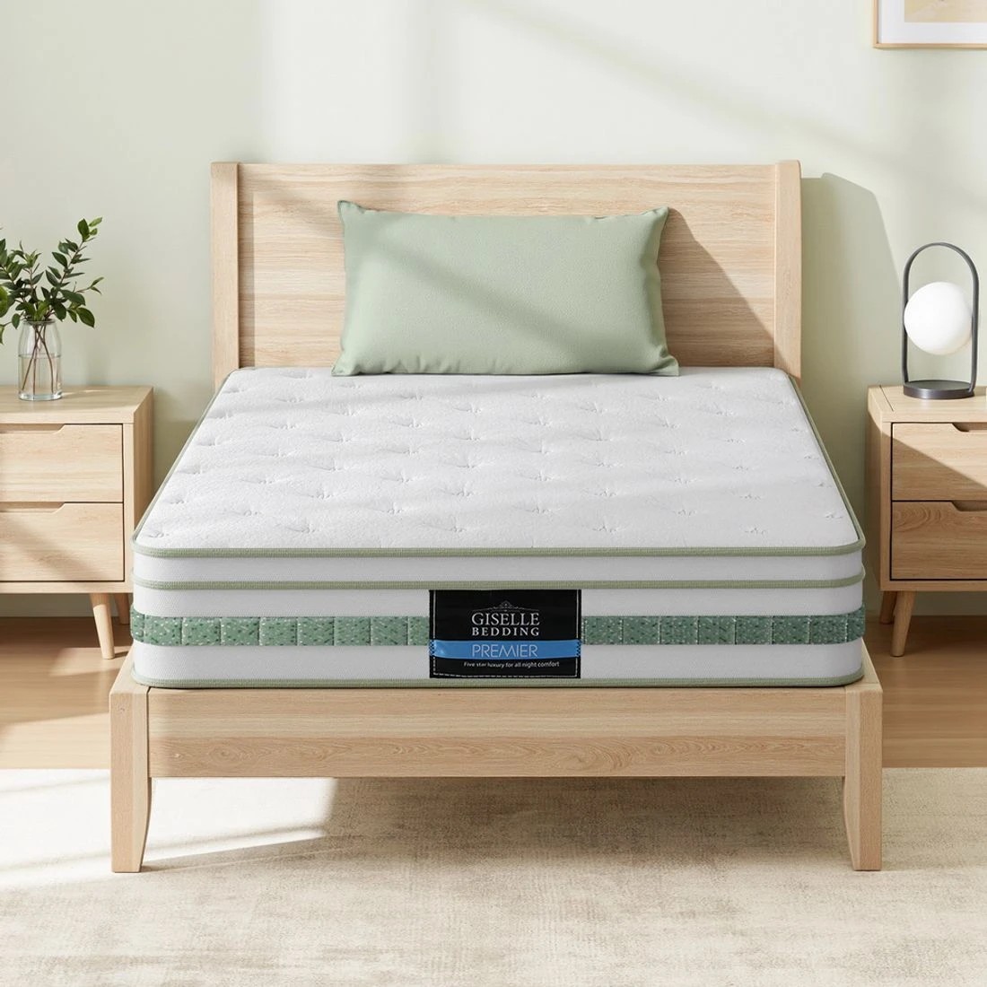 3 Giselle Bedding Green Tea Foam Pocket Spring Mattress King Single Bed Hybrid Mattresses - King Single Bed - Green, 3 of 5