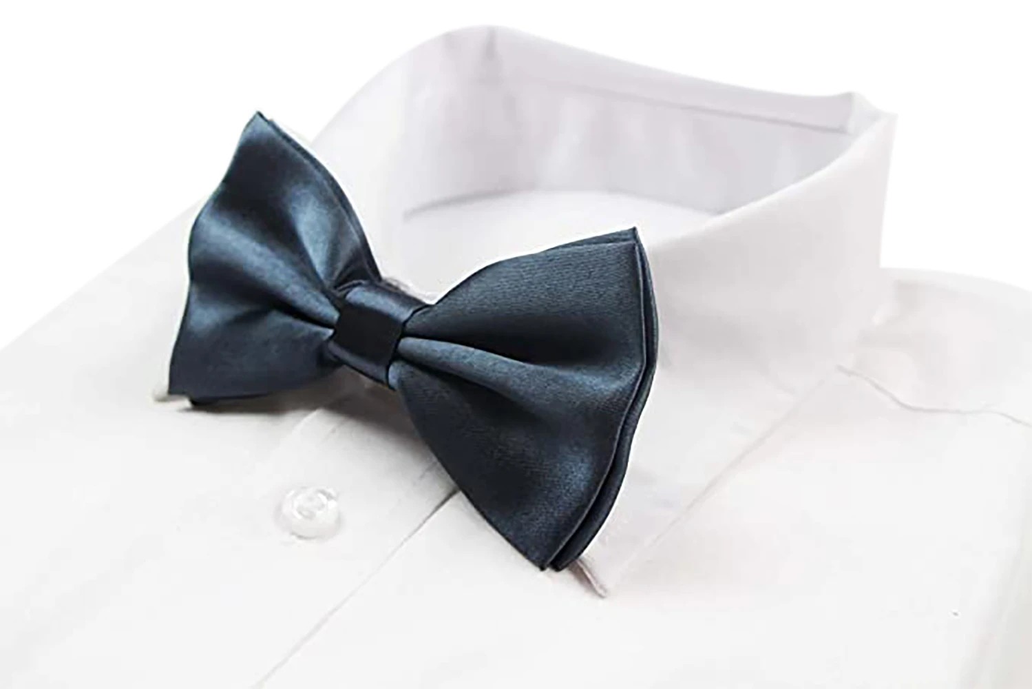 5 Zasel Mens Gunmetal Solid Plain Colour Bow Tie - Silver, 5 of 5
