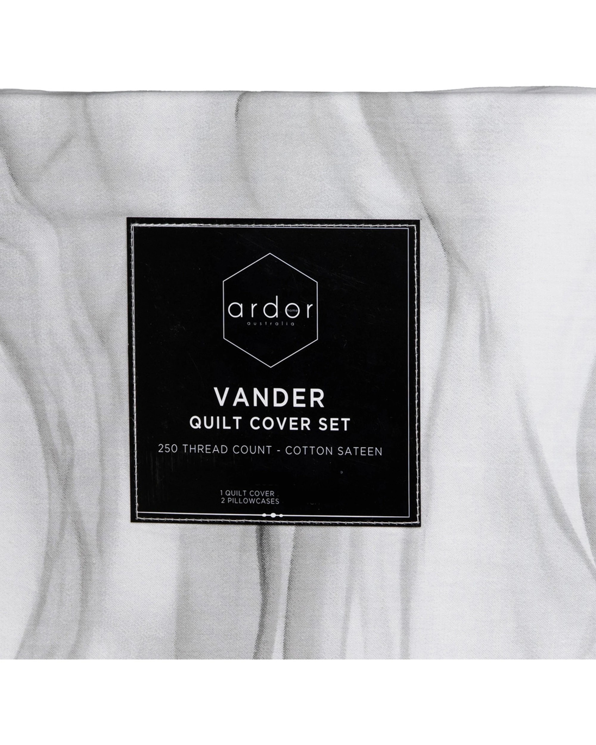 3 Ardor Double Size Vander Cotton Quilt Cover Bedding Set Soft - Grey, 3 of 3