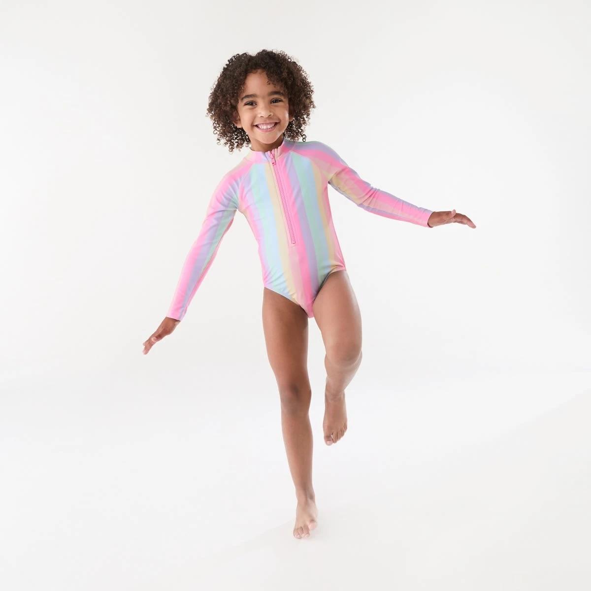 4 Long Sleeve One Piece Swimsuit Mlt Stripe, 4 of 7