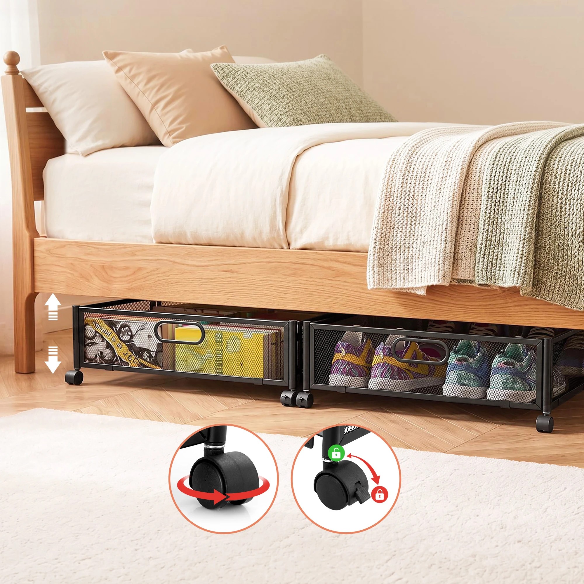 5 Artiss 4X Under Bed Storage Boxes Containers - Black, 5 of 9