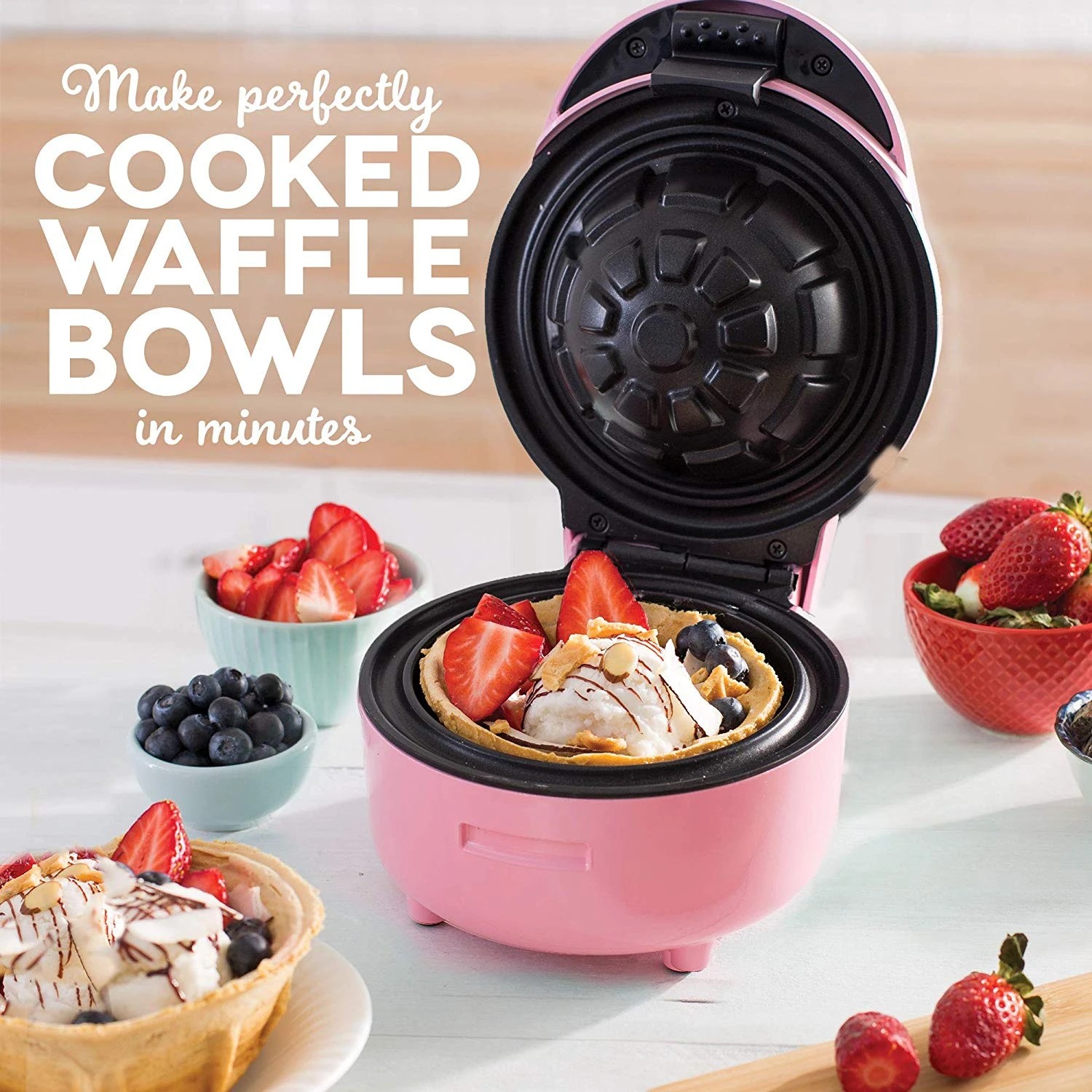 5 TODO Waffle Bowl Maker Ice Cream Dessert Treat Maker Breakfast Bowl - Pink, 5 of 5