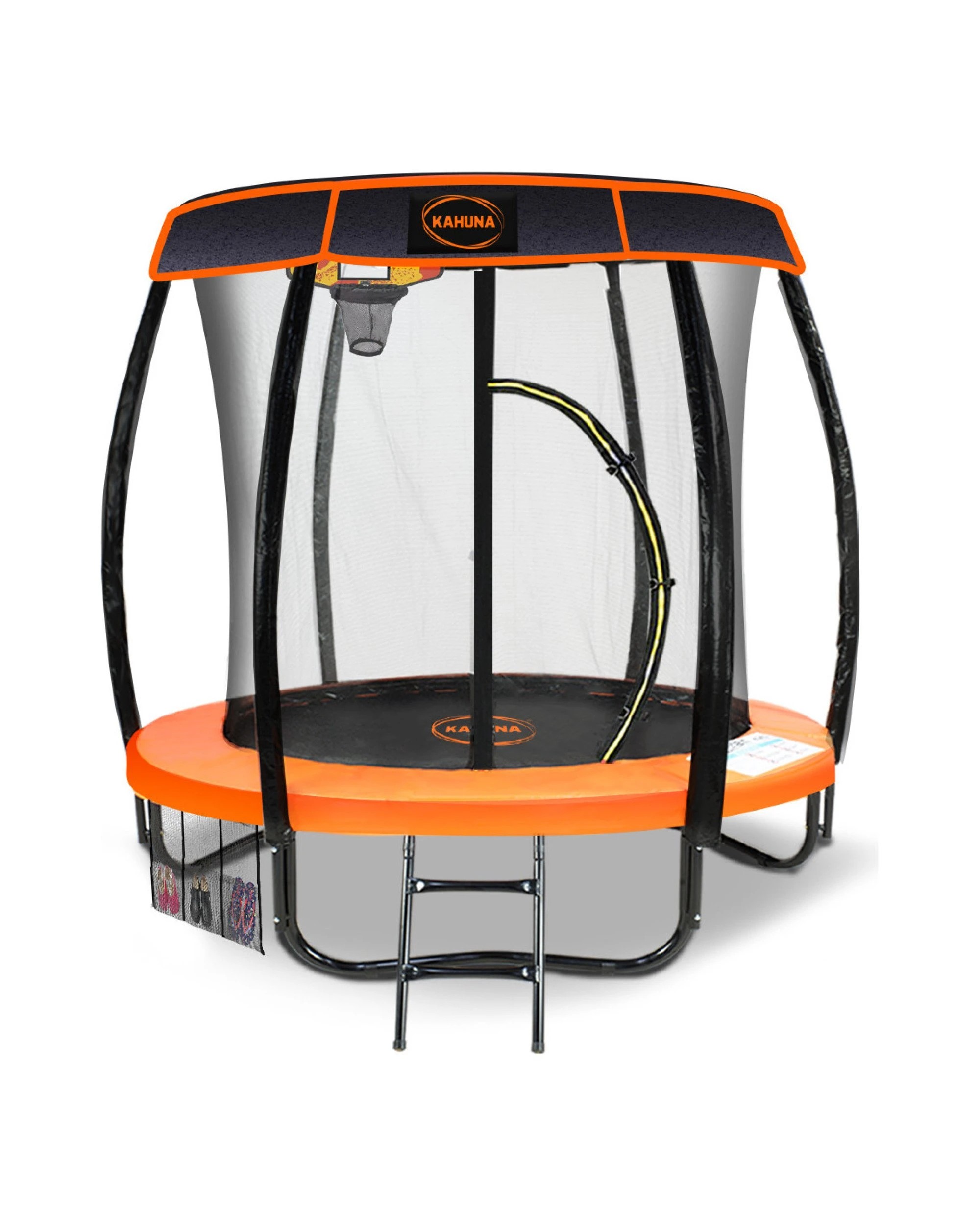 1 Kahuna Trampoline 6 ft with Basketball Set and Roof Cover - Orange, 1 of 8