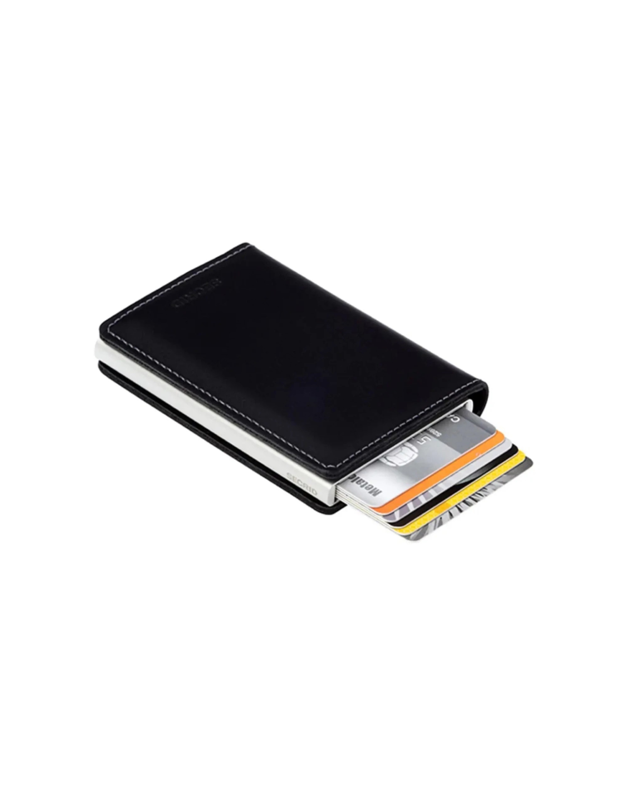 3 Secrid Slimwallet Compact RFID Travel Wallet Card Holder Aluminium Leather Durable - Black, 3 of 3