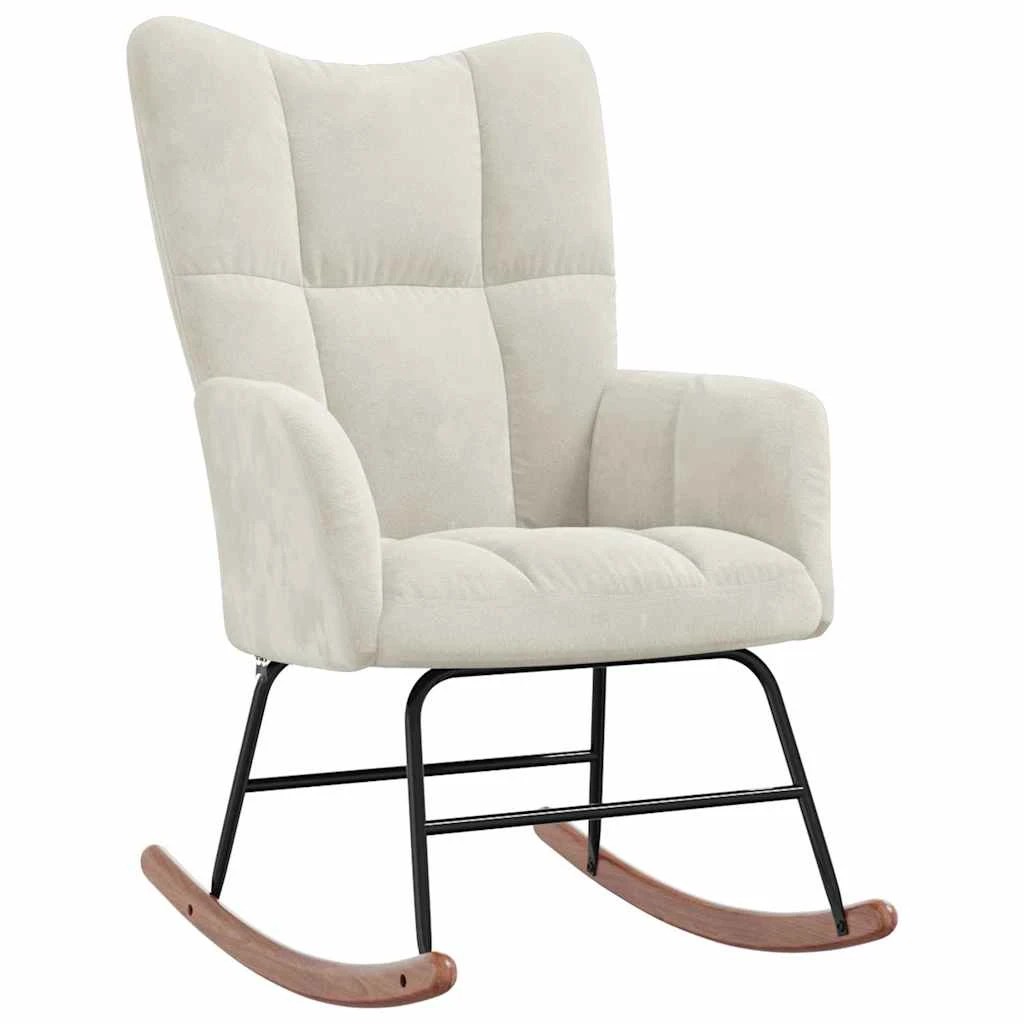 6 Vidaxl Rocking Chair With A Stool Velvet - Beige, 6 of 8