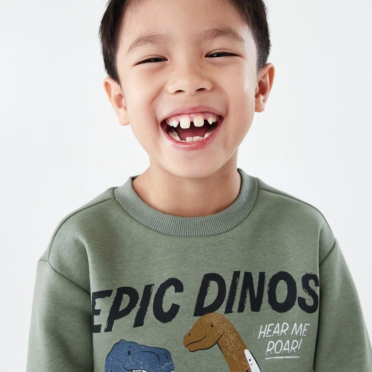 3 Print Crew Neck Sweatshirt Grn Dino, 3 of 6