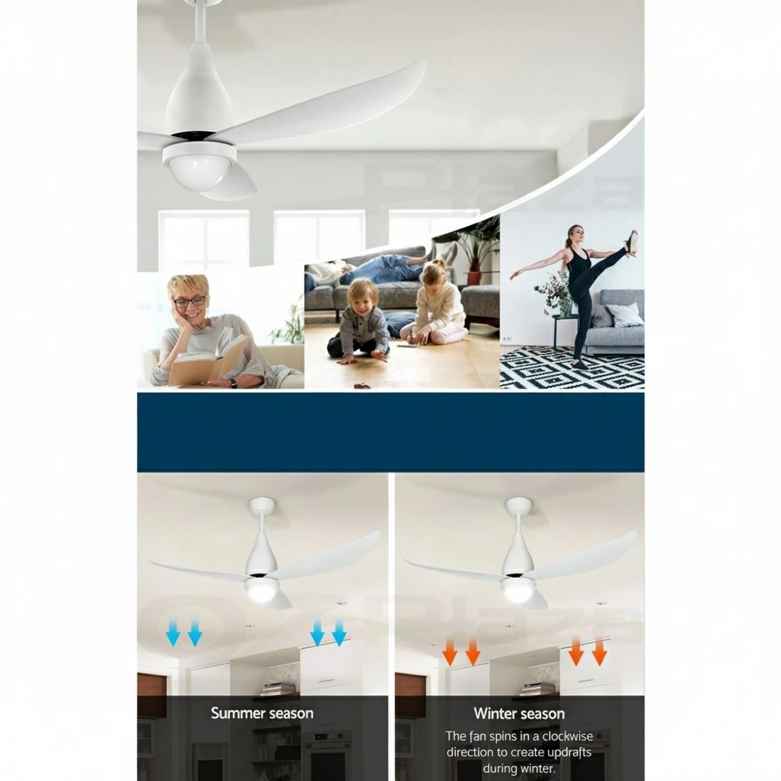5 Devanti 52'' Ceiling Fan DC Motor LED Light Remote Control - - Multi, 5 of 6