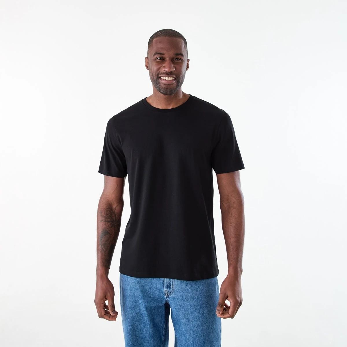 1 Short Sleeve Cotton Elastane Top BLACK, 1 of 6