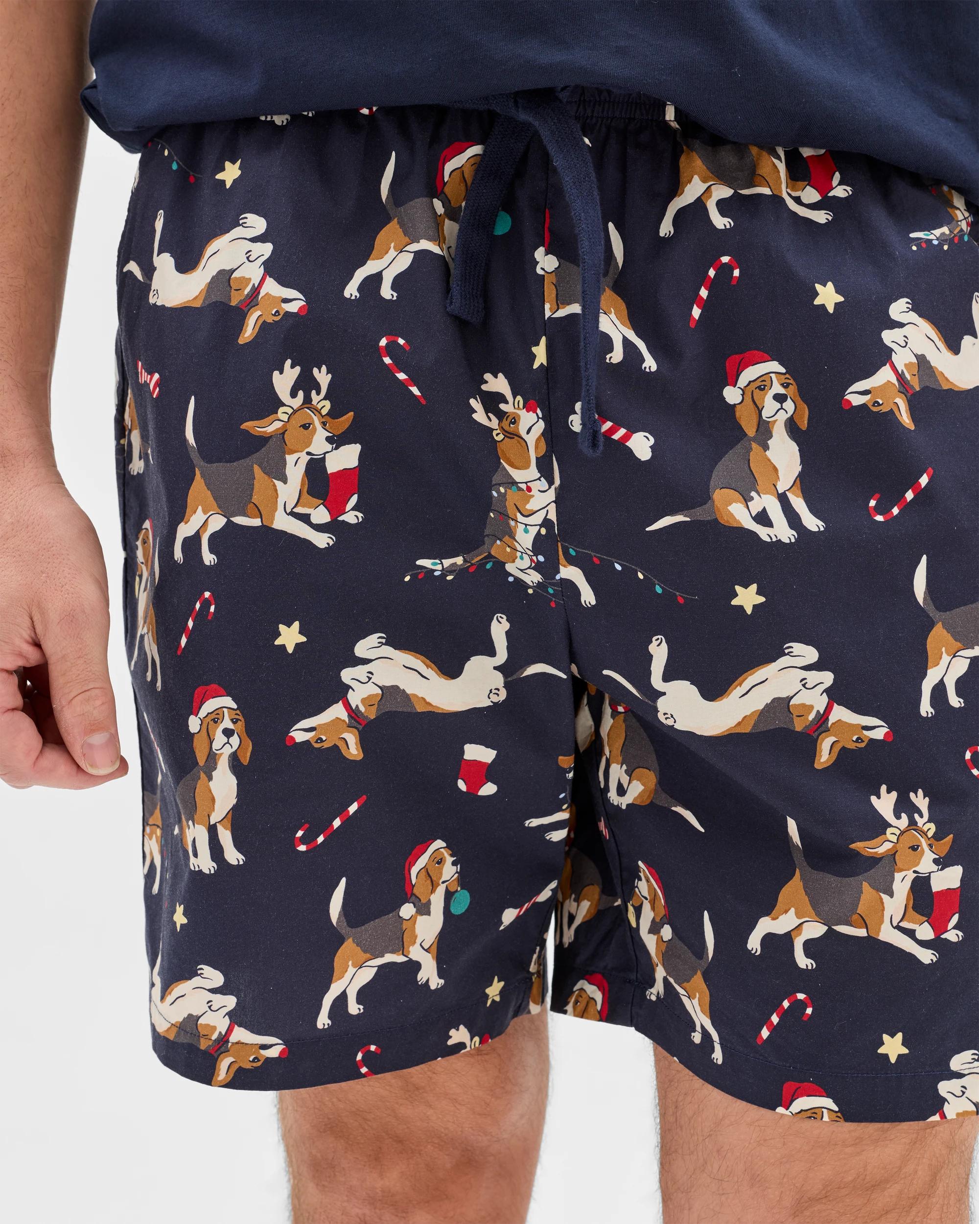6 Maxx Poplin Christmas Sleep Shorts CHRISTMAS BEAGLE DOG, 6 of 7