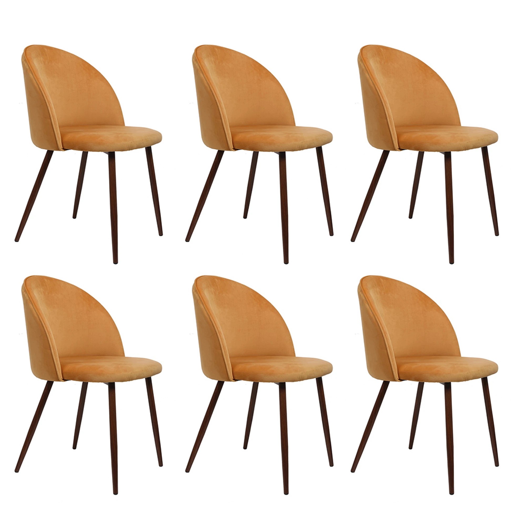 1 Levede 6x Velvet Dining Chairs  Mustard, 1 of 9