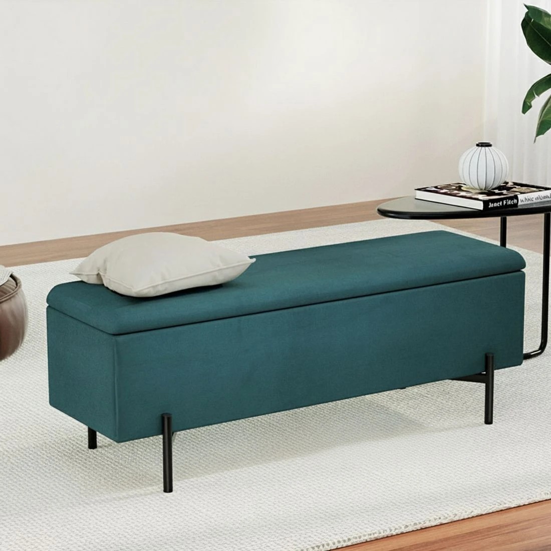 3 Artiss Storage Ottoman Blanket Box 140cm Velvet Green - Green, 3 of 5