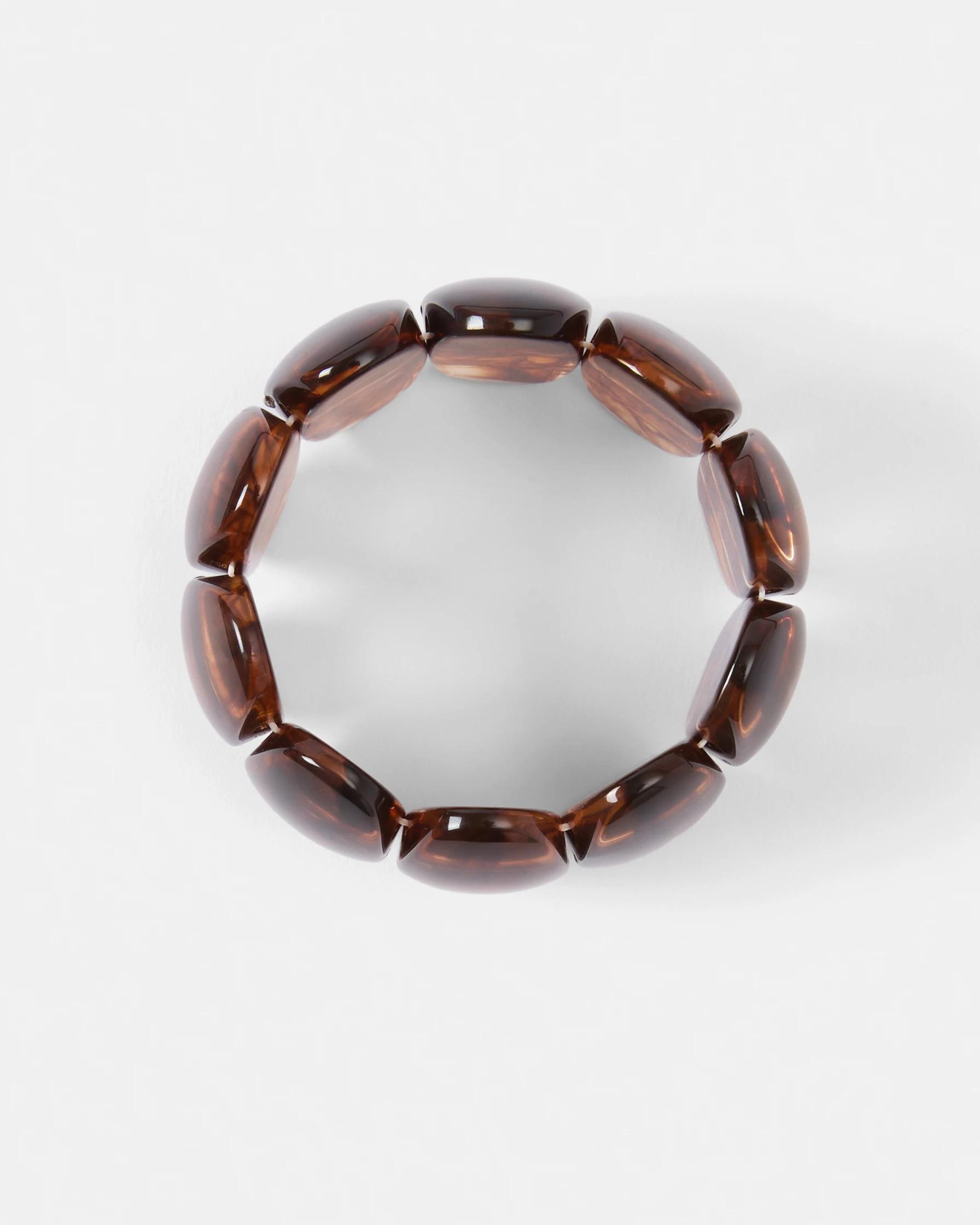 3 Stone Stretch Bracelet - Brown Brown, 3 of 8
