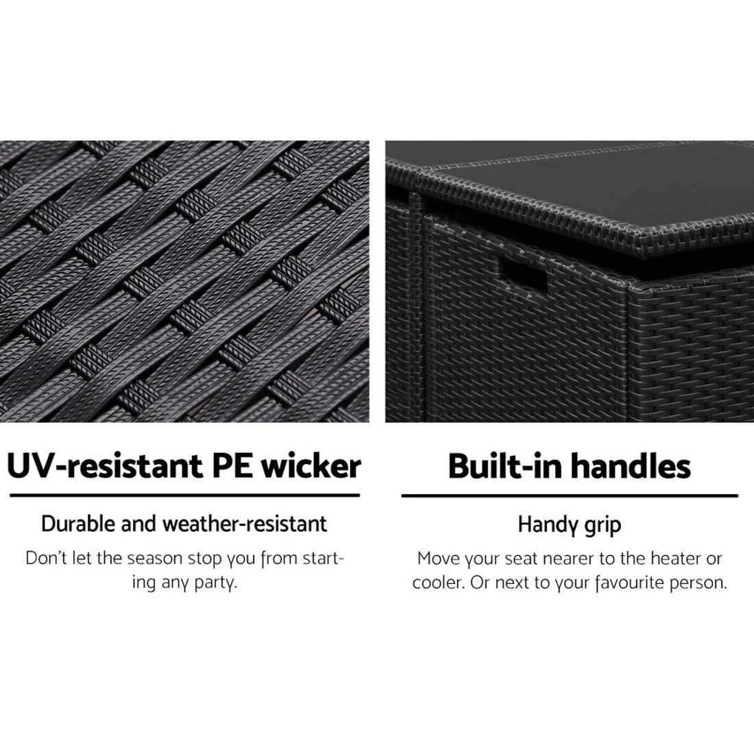 7 Gardeon Outdoor Dining Set 5 Piece Wicker Table Chairs Setting - Black, 7 of 7