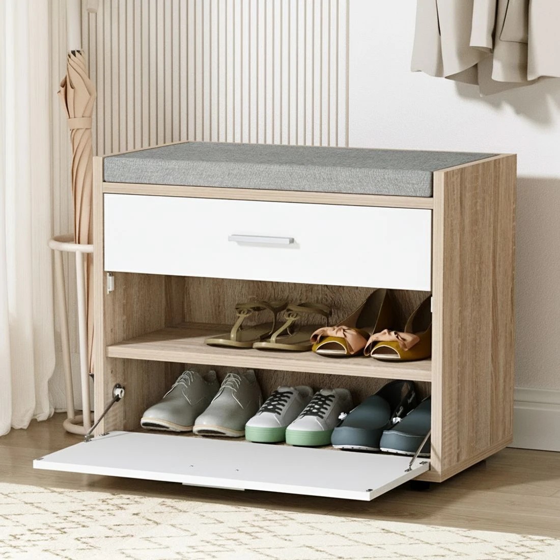 6 Artiss Shoe Rack Cabinet Bench 8 Pairs Niva - Multi, 6 of 6