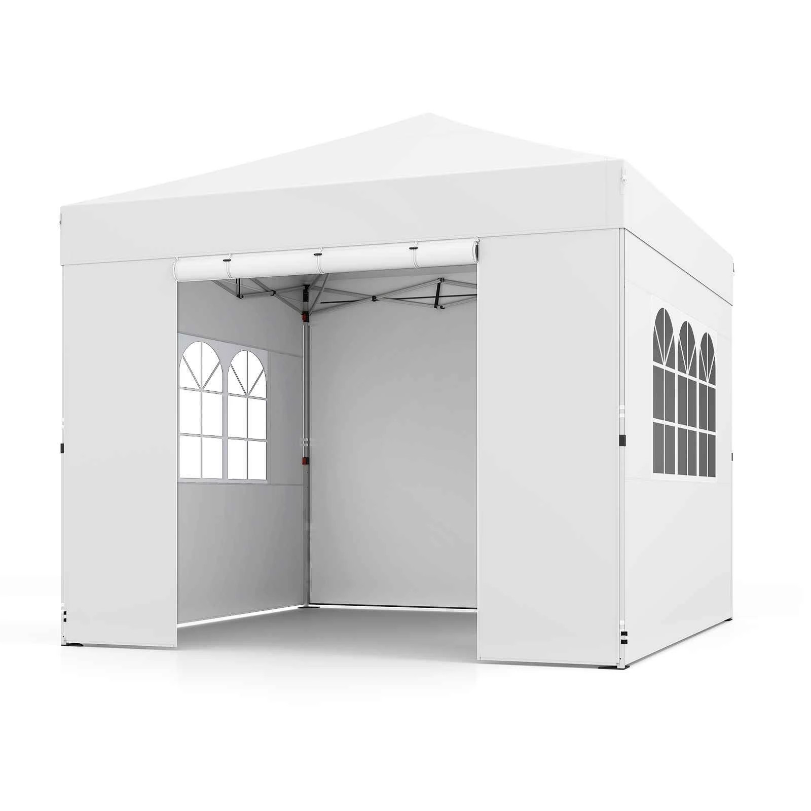 1 Costway 3x3M Pop Up Canopy Tent 4Sidewall Waterproof Shelter Adjustable Commercial Gazebo - White, 1 of 3