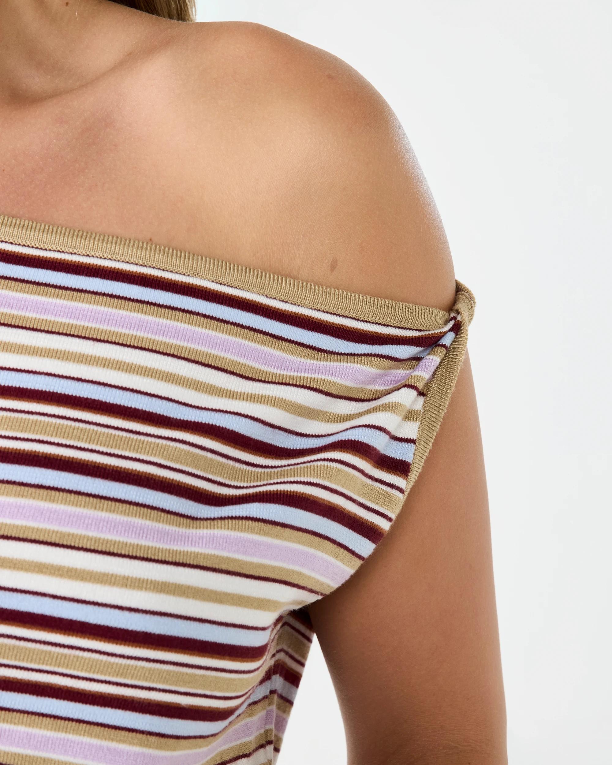 6 Sleeveless Asymmetric Off Shoulder Top Retro Strp, 6 of 6