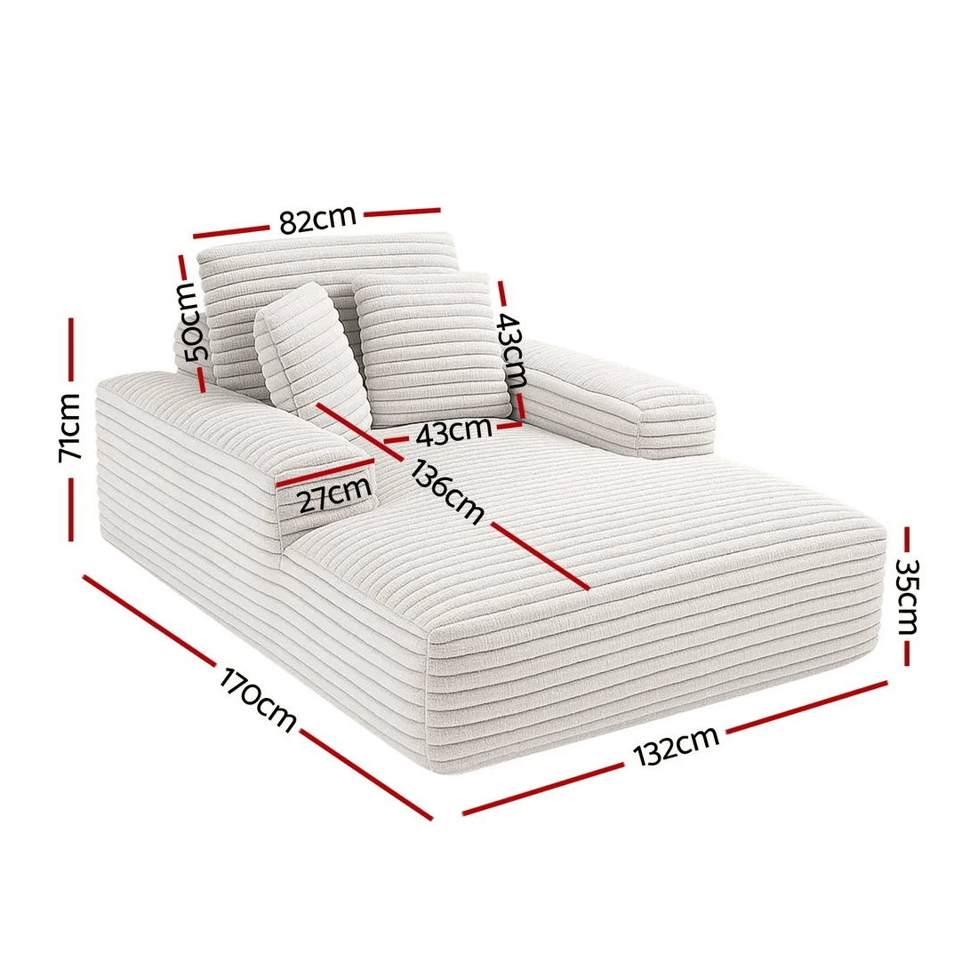 2 Artiss Sofa Bed Lounge Chair Recliner Couch Reading Chairs Sleeper Cloud Sofas Faux Fur Fabric - White, 2 of 7