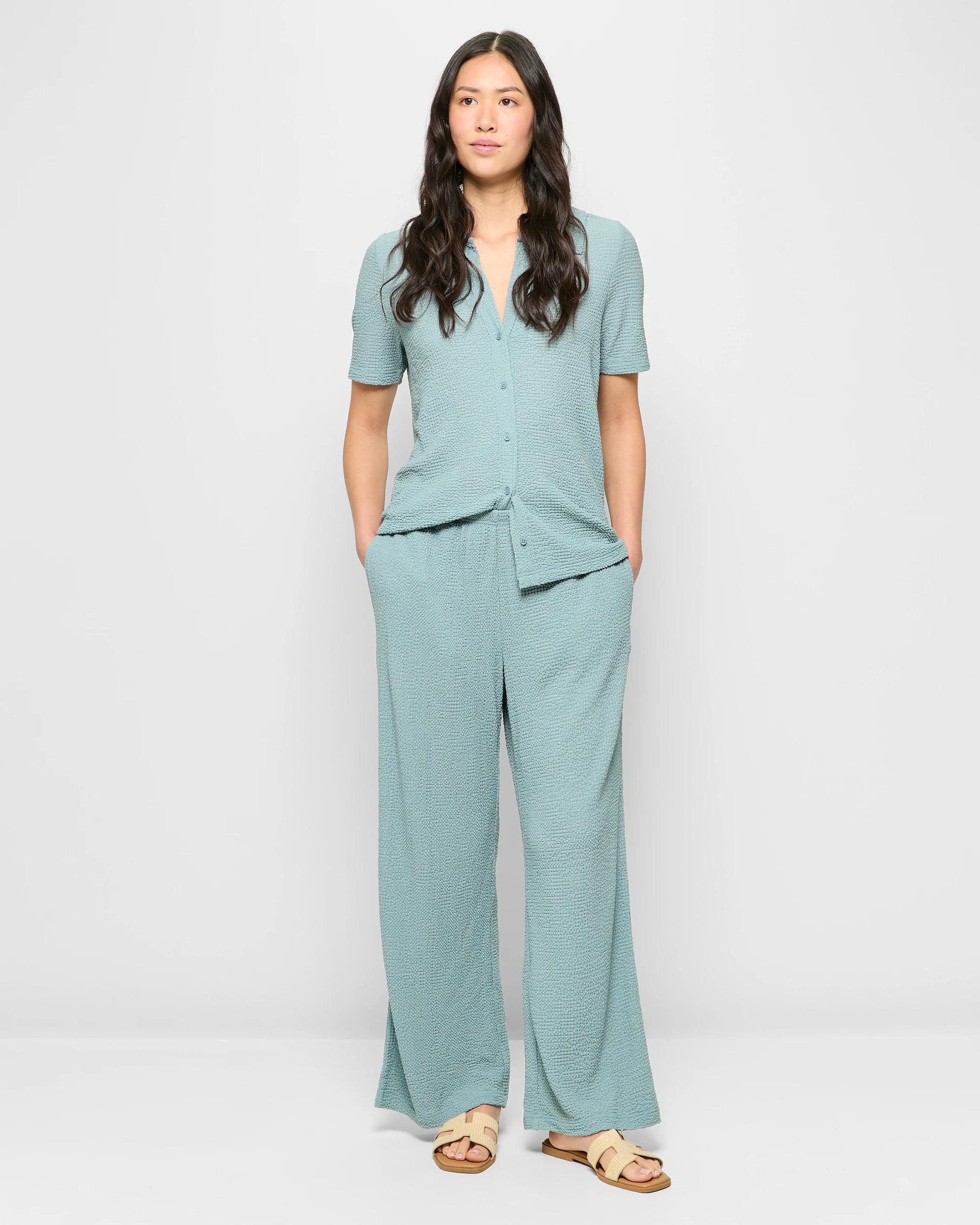 1 Target Textured Pull On Wide Leg Pants SEA BLUE, 1 of 5