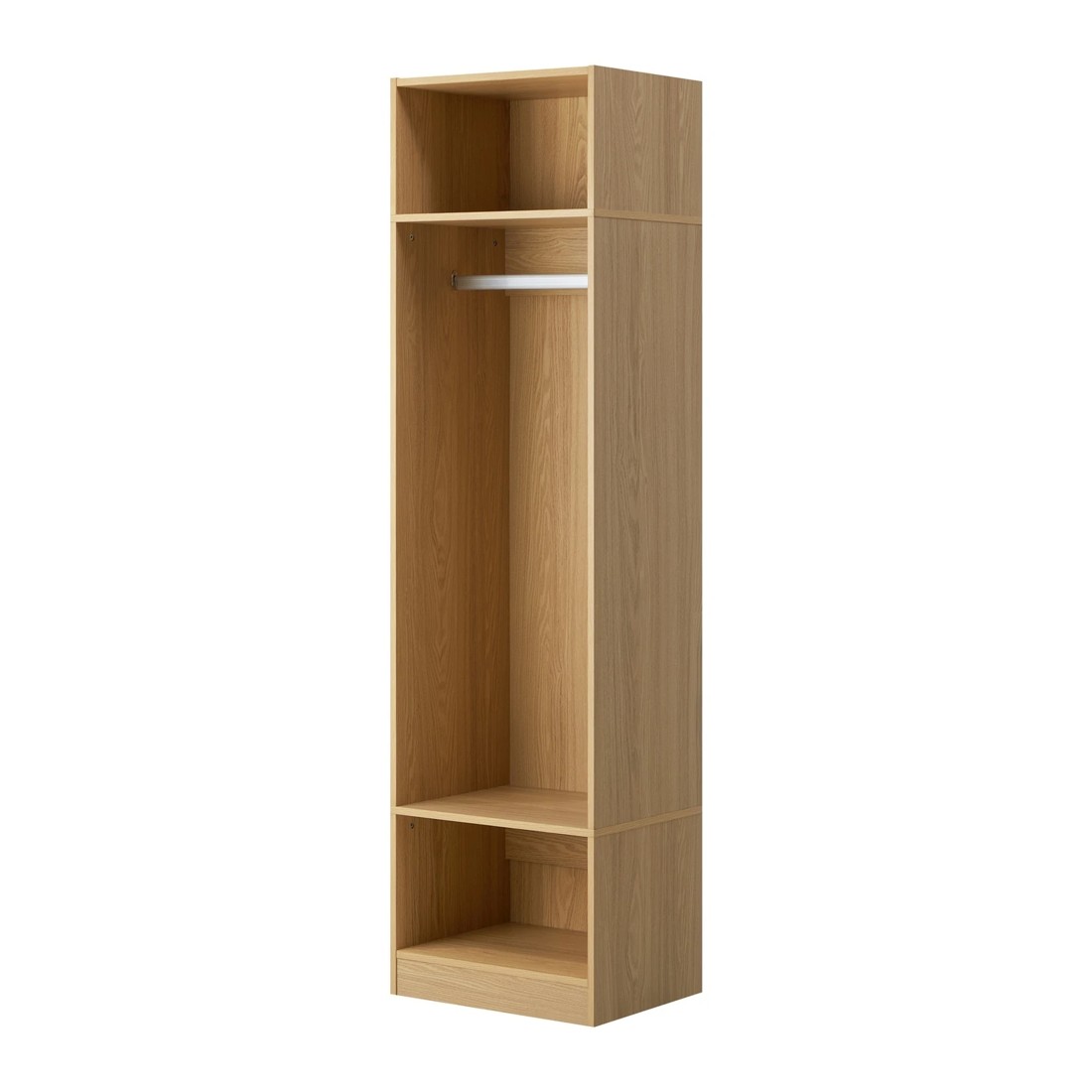 7 Oikiture Open Wardrobe Shelf Unit Clothes Storage 3 Shelves Hanging Rail
 - Natural, 7 of 10