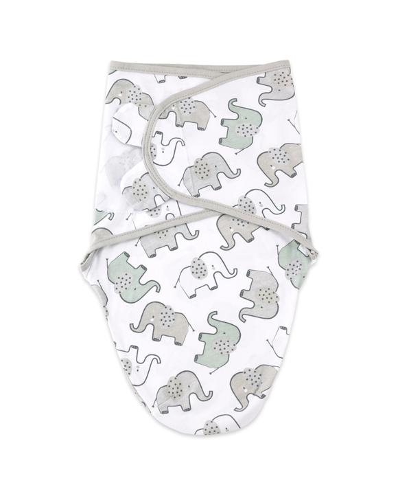 Little Haven Swaddle Elephant Baby Wrap Blanket Cotton 0-3 Months Stretchy - Multi