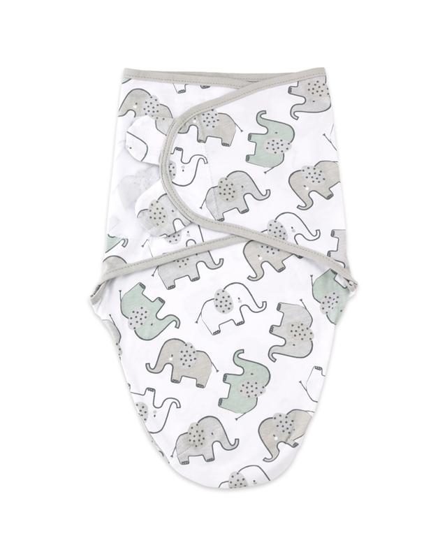 Little Haven Swaddle Elephant Baby Wrap Blanket Cotton 0-3 Months Stretchy - M