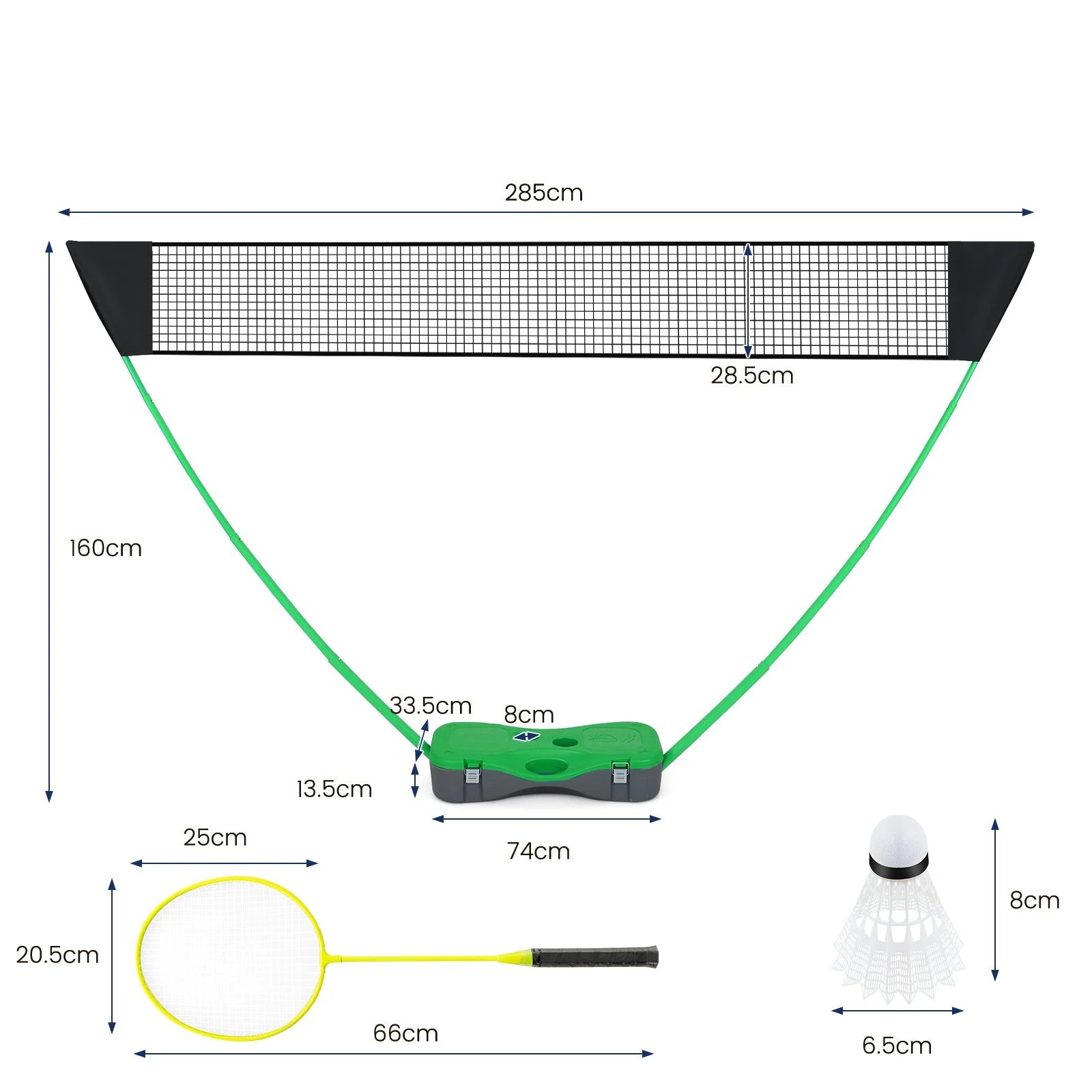 3 Costway Badminton Tennis Net Set Light Portable Foldable Volleyball Kit Outdoor Fitness Sports - Green, 3 of 3
