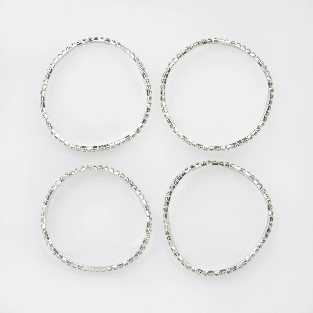 1 4 Pack Diamante Stretch Bracelet - Silver Tone, 1 of 3