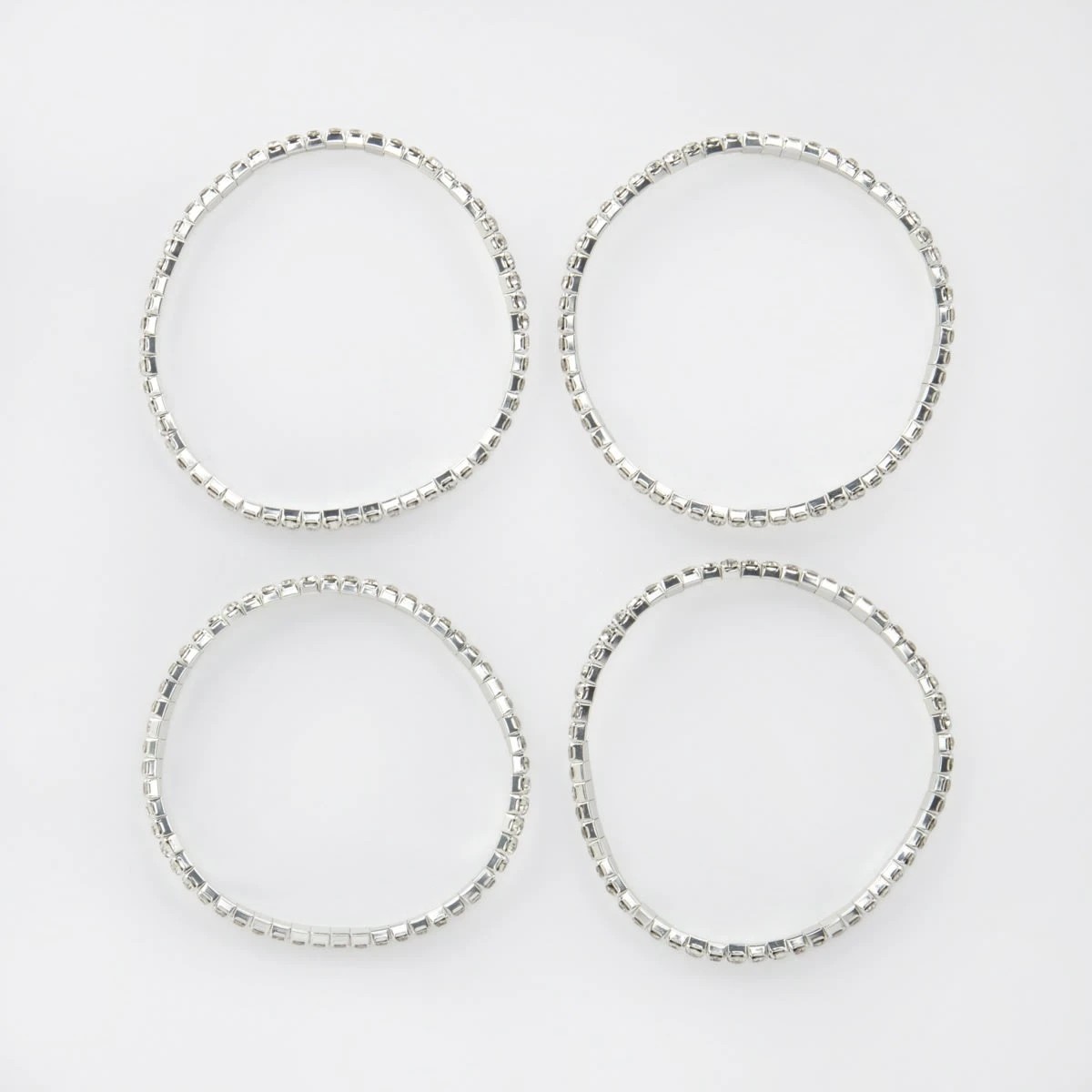 1 4 Pack Diamante Stretch Bracelet - Silver Tone, 1 of 3