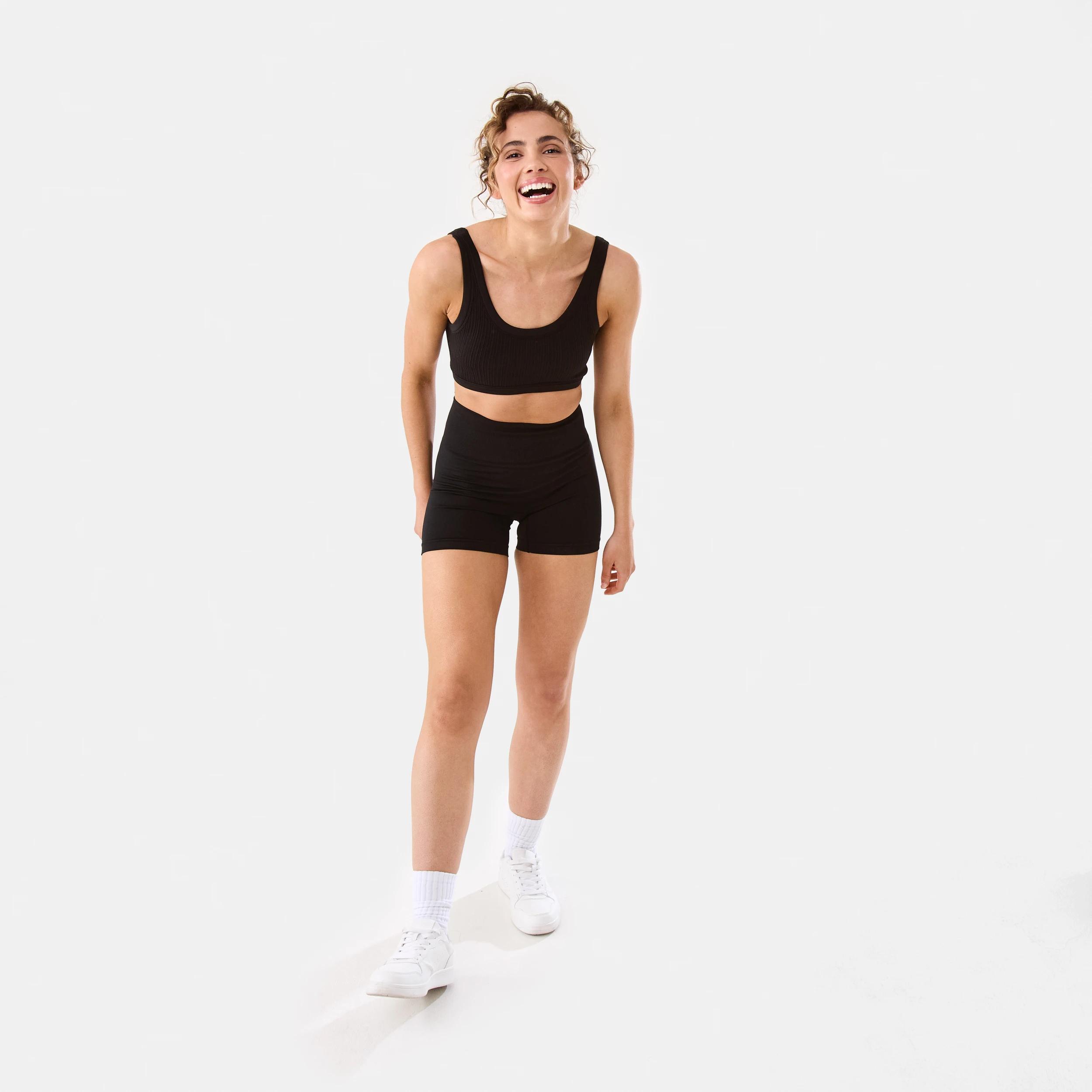 2 Active Womens Seamfree Rib Crop Top BLACK, 2 of 8