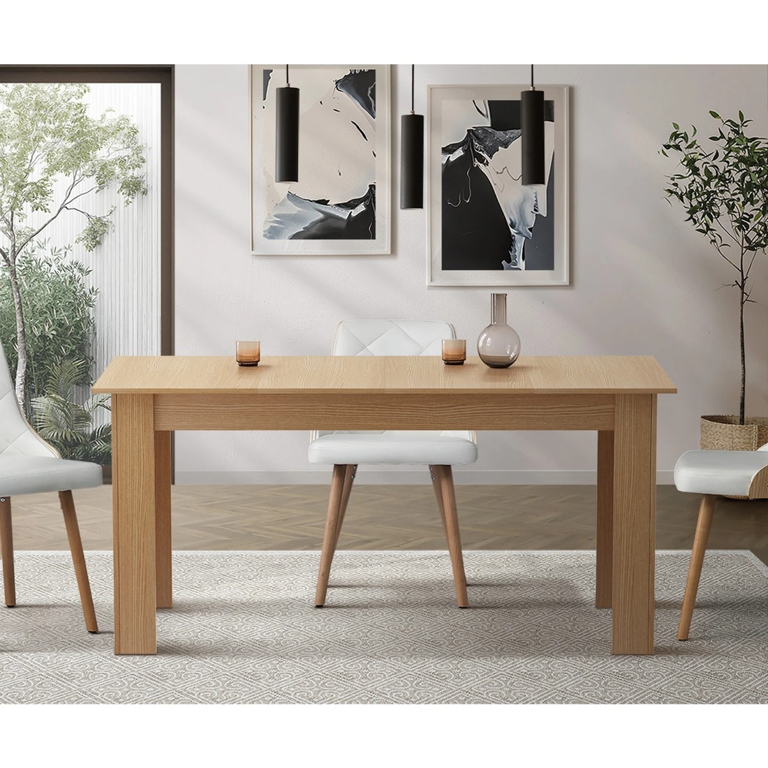 3 Oikiture 200cm Extendable Dining Table Kitchen Restaurant Cafe Table
 - Natural, 3 of 8